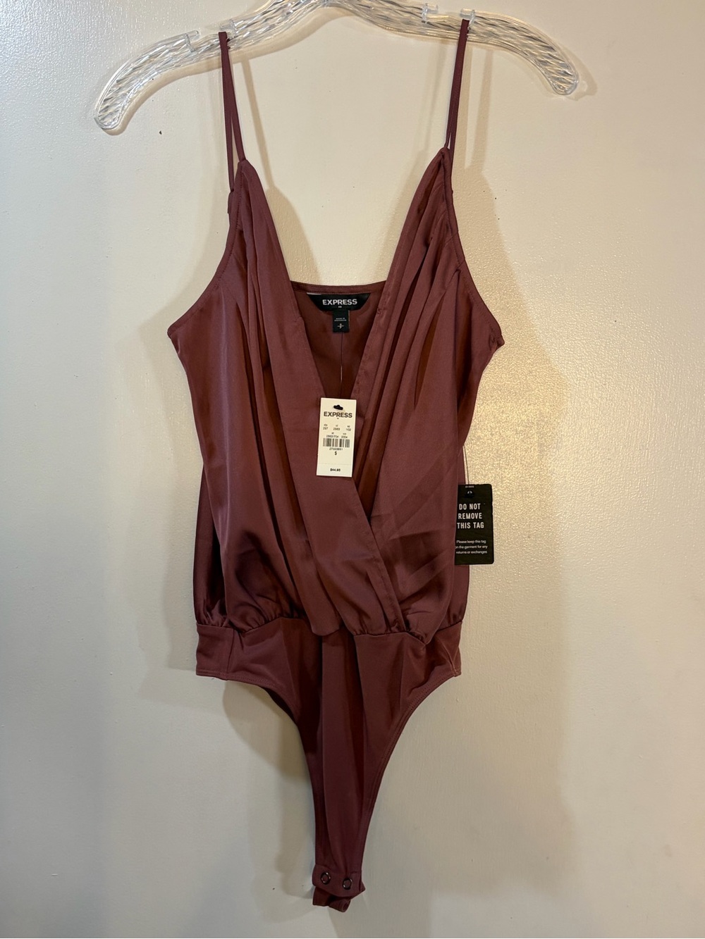Express Mauve Satin Bodysuit Womens Size S NWT